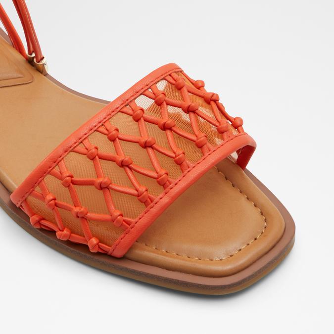 Seazen Women's Bright Orange Flat Sandals image number 4