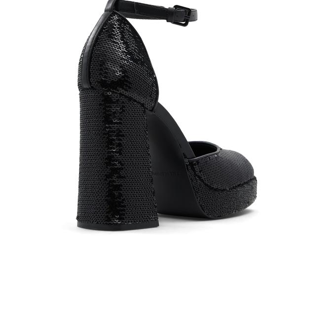 Anabelle Women's Black Block Heel Shoes image number 2