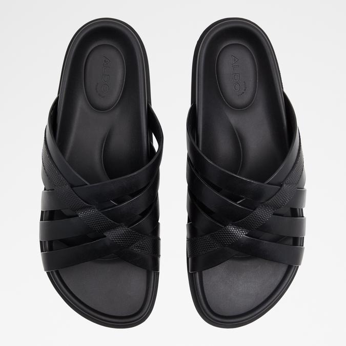 Eze Men's Black Cross Strap Sandals
