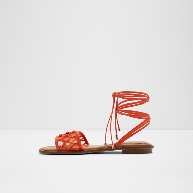 Seazen Women's Bright Orange Flat Sandals image number 2