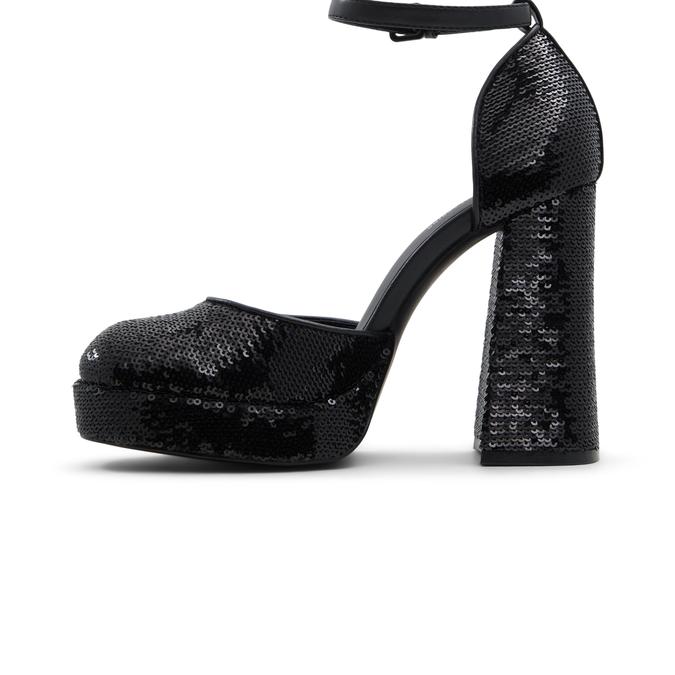 Anabelle Women's Black Block Heel Shoes image number 3