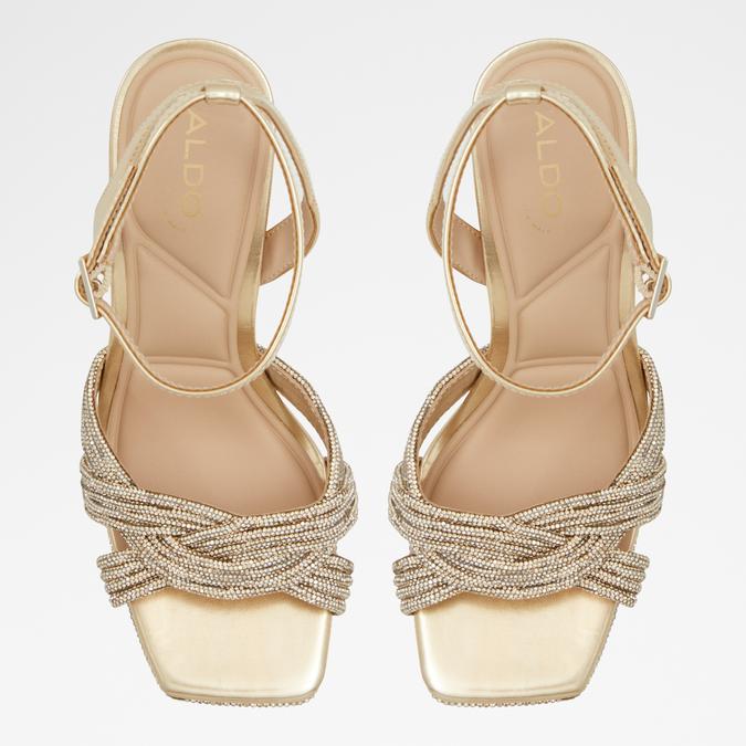 Glimma Women's Gold Block heel Sandals