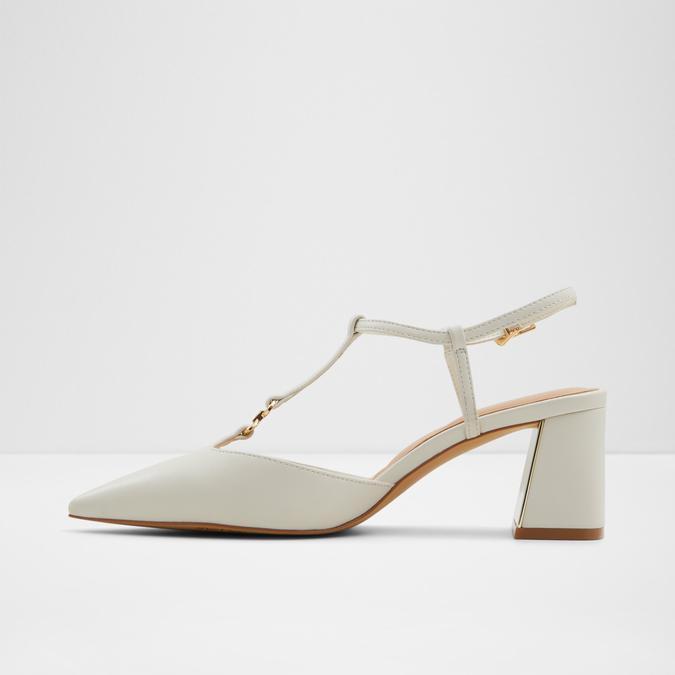 Crylla Women's White Block Heel Shoes image number 3