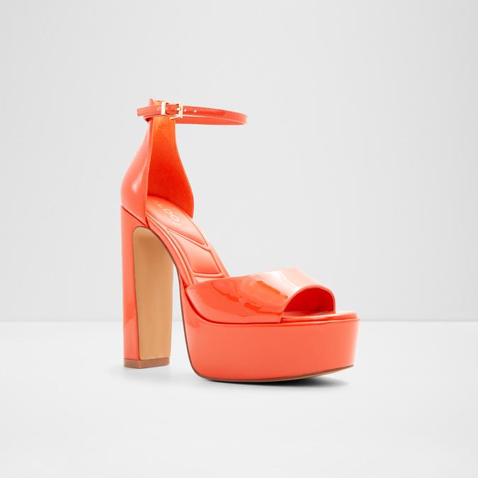 Nissa Women's Bright Orange Block Heel Sandals image number 4