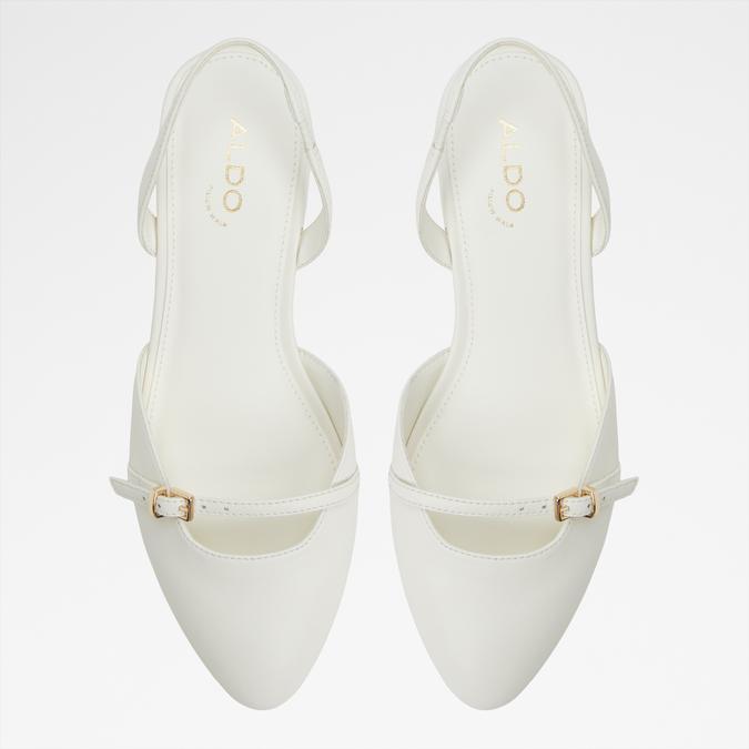 Flintstone-In Women's White Block Heel Shoes