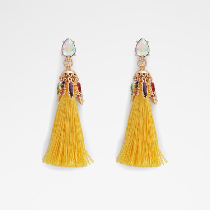 Yellow and Pink Raffia Tassel Earrings (Multi Color with Gold Plating) |  Ideal Gift For Women | Statement Jewelry