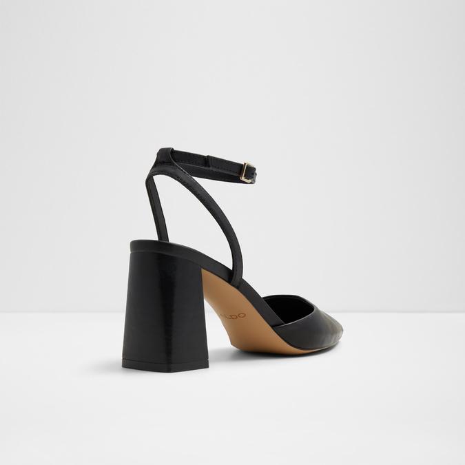 Enerelia Women's Black Block Heel Shoes image number 2