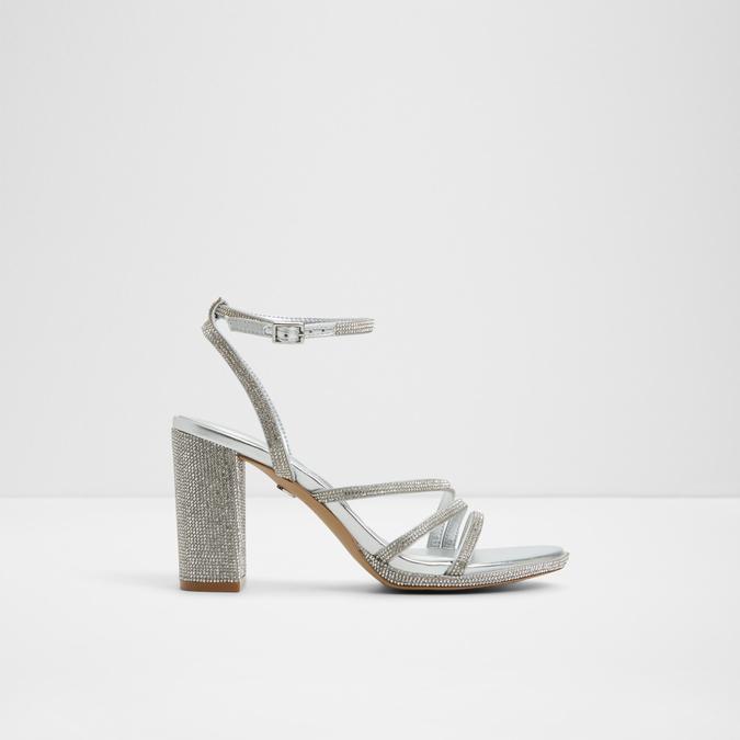 Chicglow-In Women's Silver Block Heel Sandals