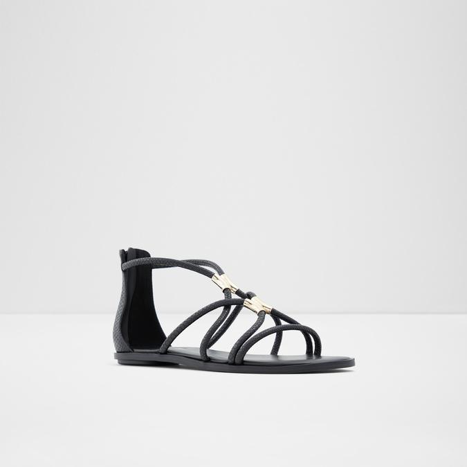 Pozoa Women's Black Flat Sandals image number 3