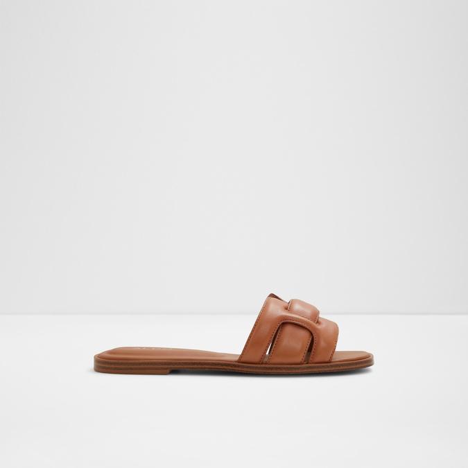 womens brown leather slide sandals