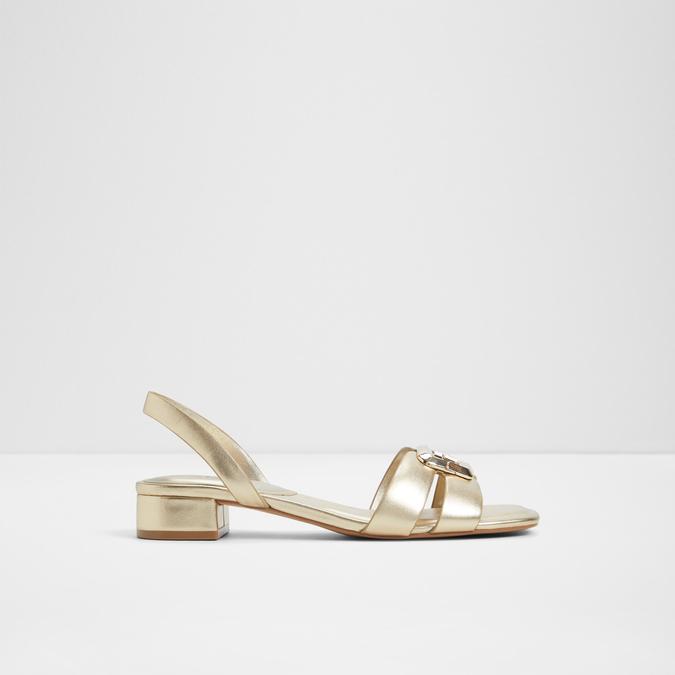 Alamaendar-In Women's Gold Block Heel Sandals