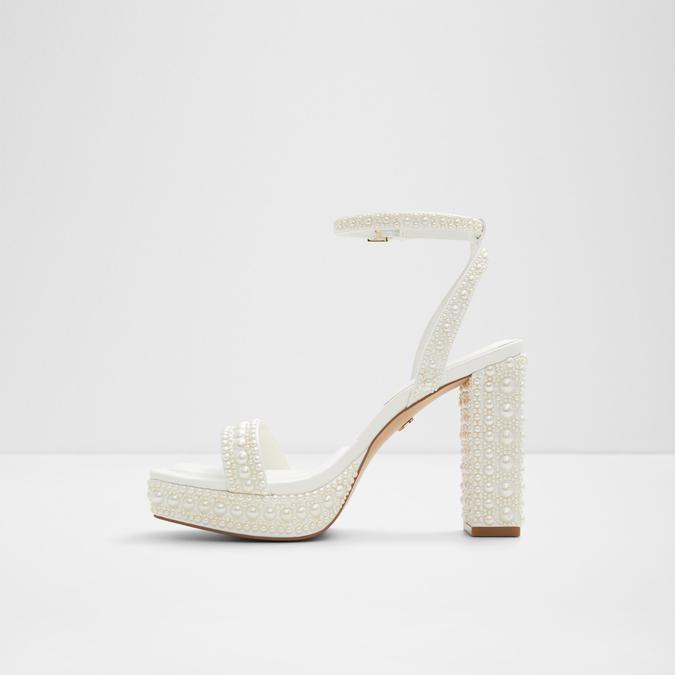 Lulu Women's White Block Heel Sandals image number 3