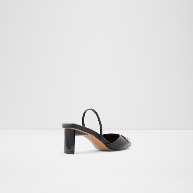Luvita Women's Black Block Heel Shoes image number 2