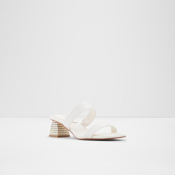 Diamina Women's White Block Heel Sandal image number 4