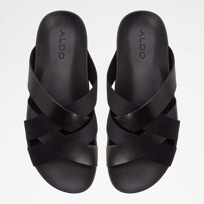 FLORIAN Black Men Cross Strap Sandals image number 5