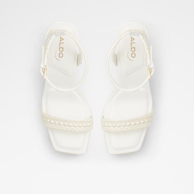 Lulu Women's White Block Heel Sandals image number 1
