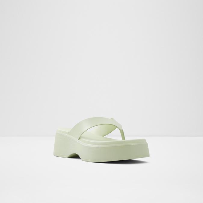 Delphy Women's Bright Green Flatform Sandals image number 4