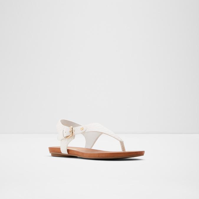 Mecia Women's White Flat Sandals image number 3