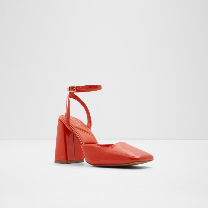 Ingenue Women's Bright Orange Block Heel Shoes image number 3