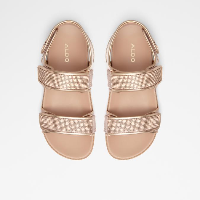 Eowiliwia Women's Rose Gold Flat Sandals