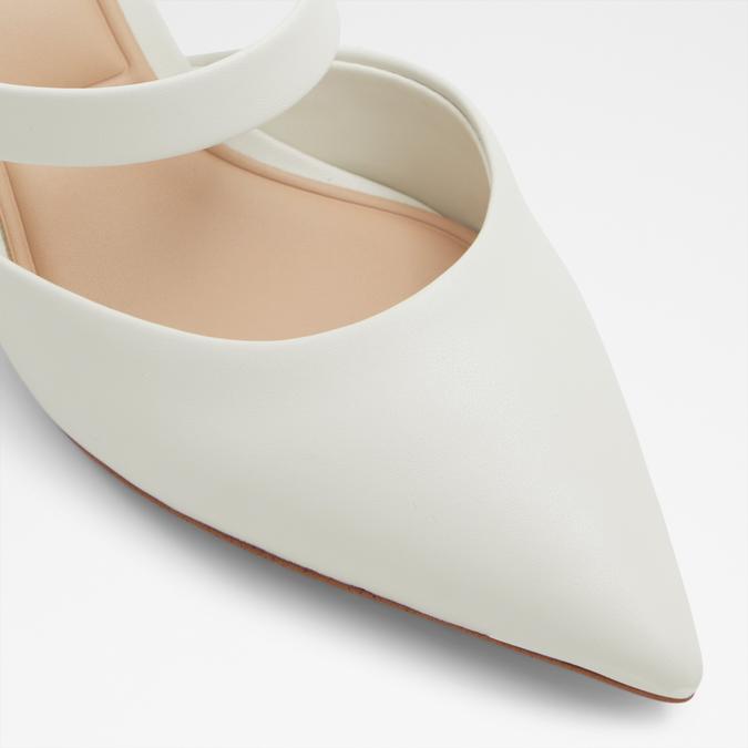 Kinski Women's White Block Heel Shoes image number 5