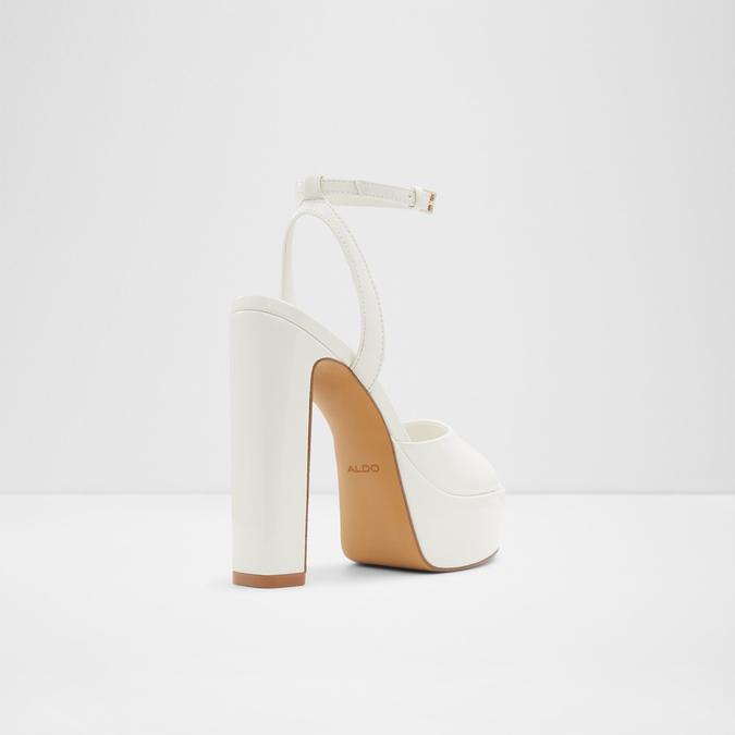 Aneissa Women's White Block Heel image number 2