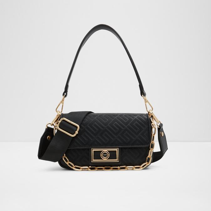 Aldo Black Faux Leather Shoulder Bag Purse Handbag Black Chain | eBay