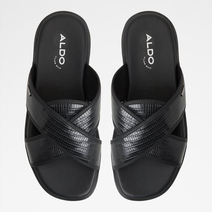 Olinoa-In Men's Black Cross Strap Sandals