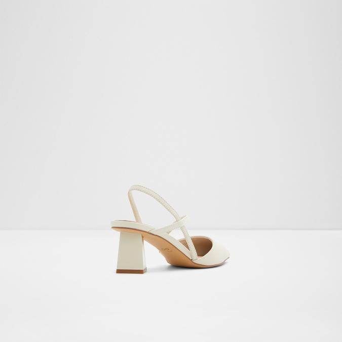 Suzette Women's White Block Heel Shoes image number 2