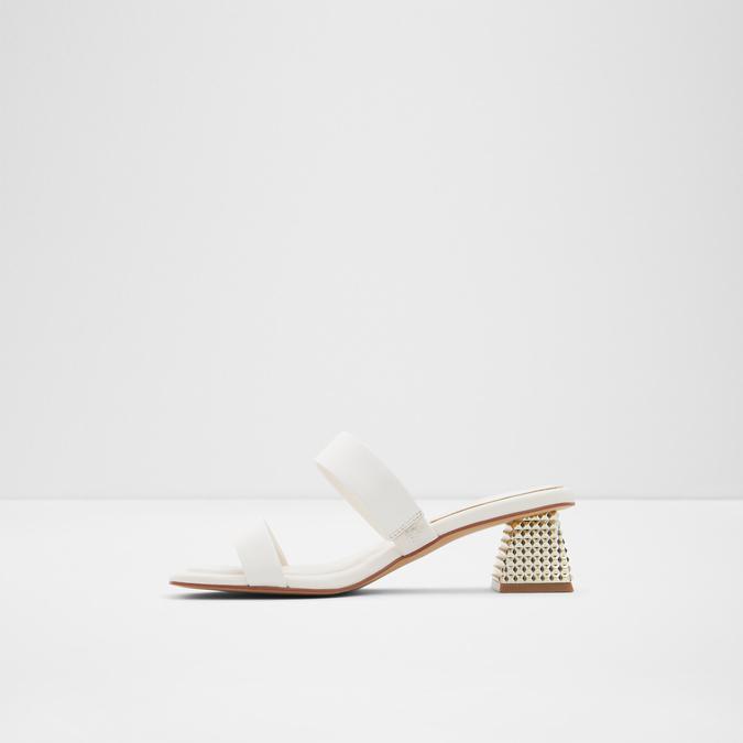 Diamina Women's White Block Heel Sandal image number 3