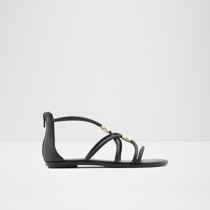 Pozoa Women's Black Flat Sandals image number 0
