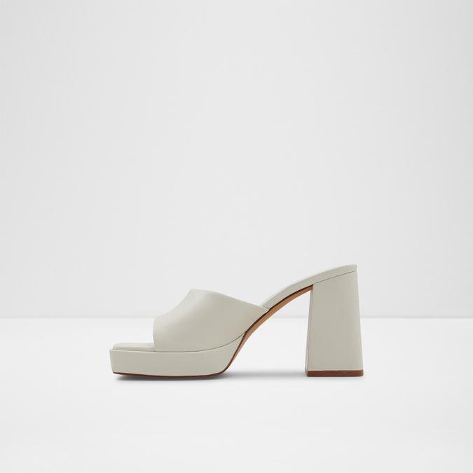 Elkie Women's White/Bone Block Heel Sandals image number 3