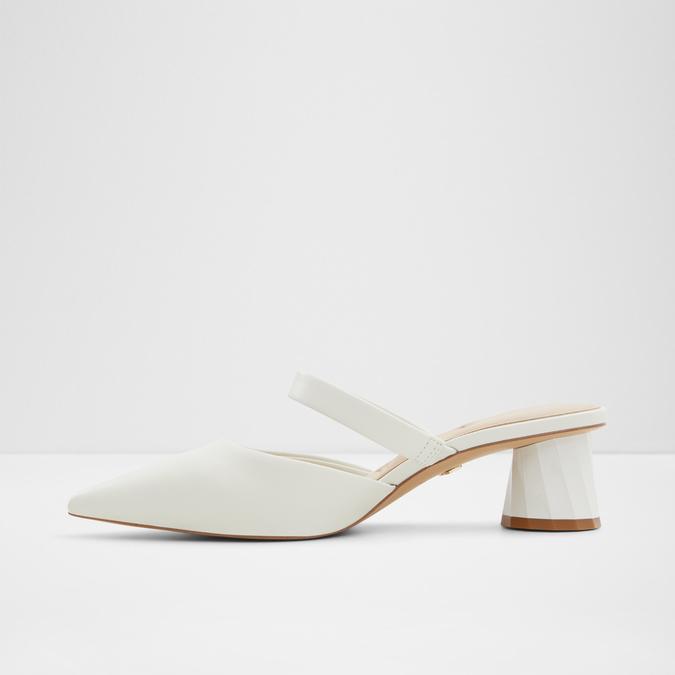 Kinski Women's White Block Heel Shoes image number 3