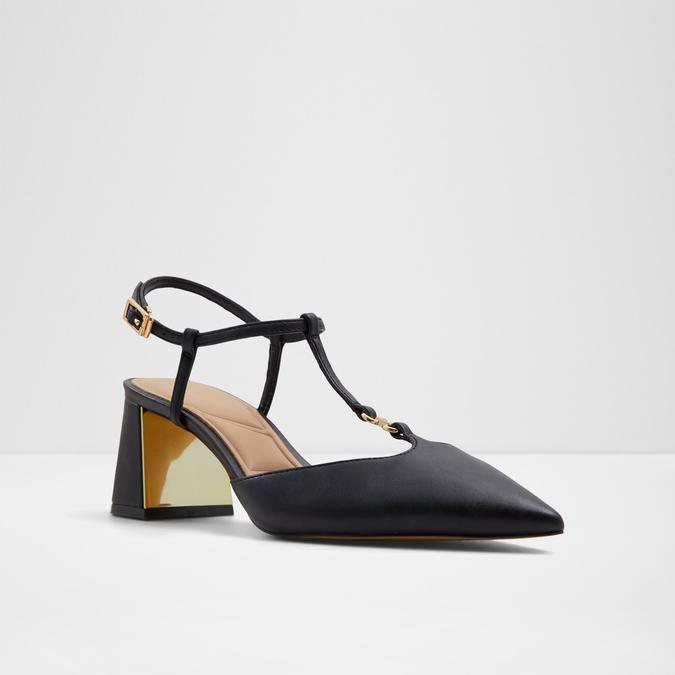 Crylla Women's Black Block Heel Shoes image number 4
