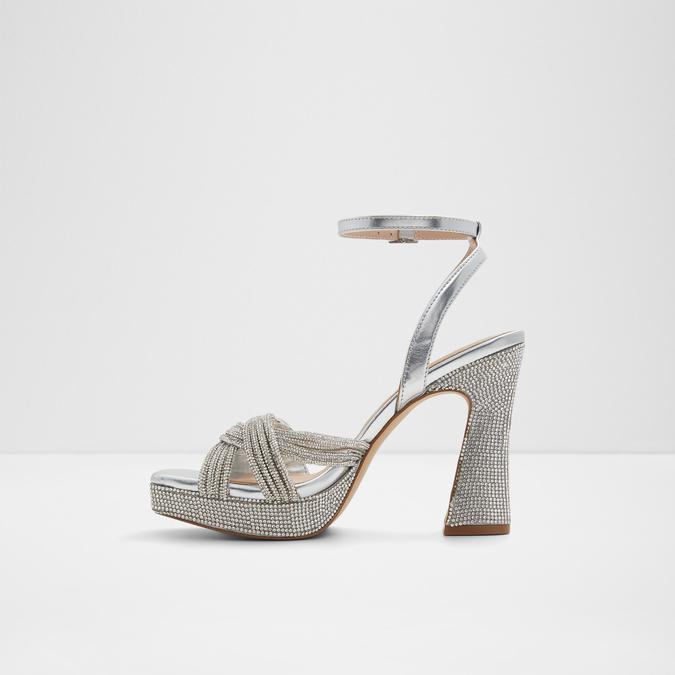 Glimma Women's Silver Block Heel Sandals image number 2