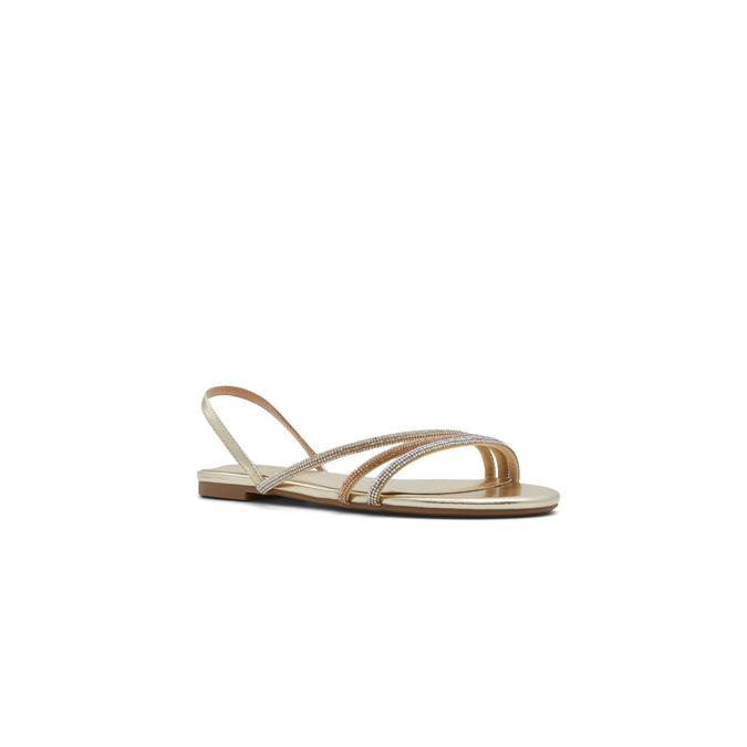 Glitter Women's Gold Flat Sandals image number 4
