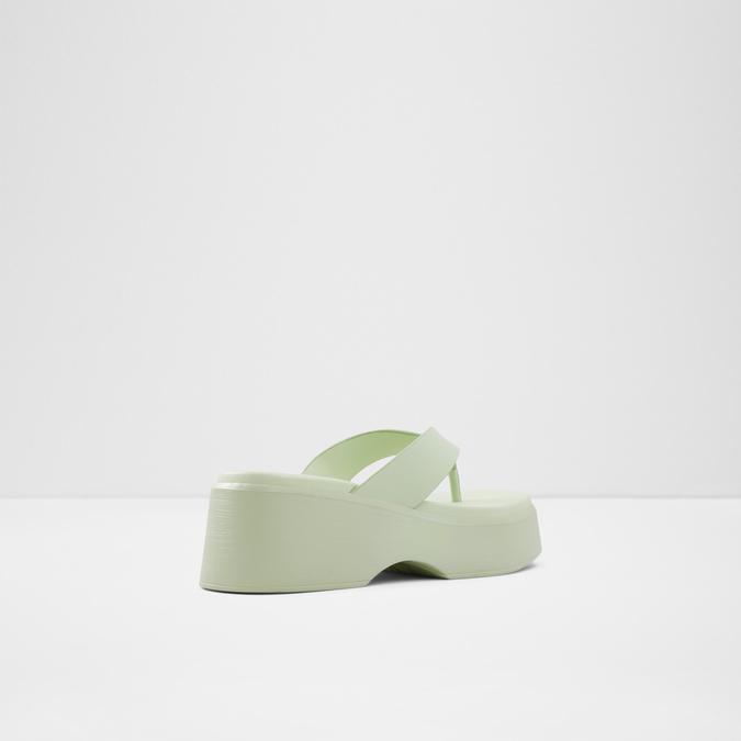 Delphy Women's Bright Green Flatform Sandals image number 2