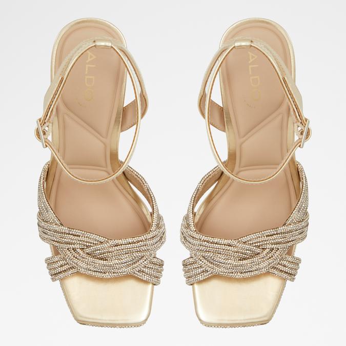 ASOS DESIGN Hamper strappy mid heeled sandals in gold | ASOS