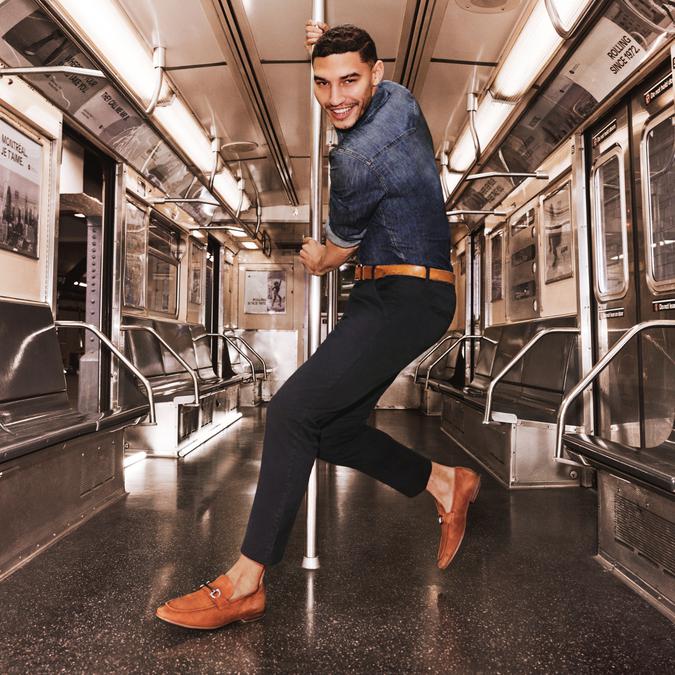 Daywen Men's Dark Orange Dress Loafers image number 1