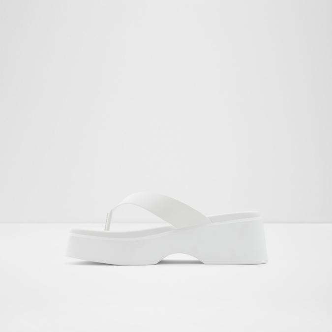 Delphy Women's White Flatform Sandals image number 3