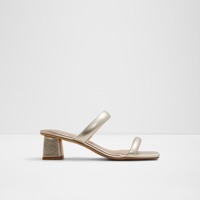 Gold Block Heel Sandals with Studs | SilkFred