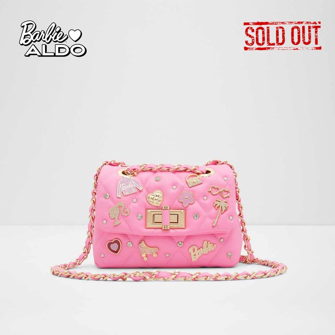 Aldo, Bags, Aldo Pink White And Black Bag With Gold Hardware