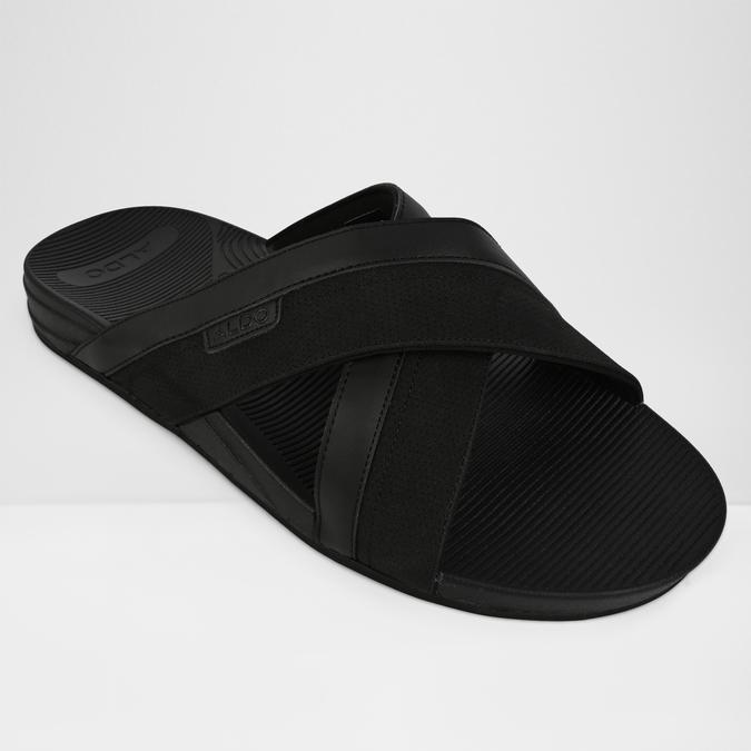 PIETTEA-IN Black Men Cross Strap Sandals