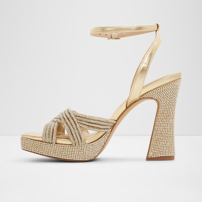Glimma Women's Gold Block heel Sandals image number 3