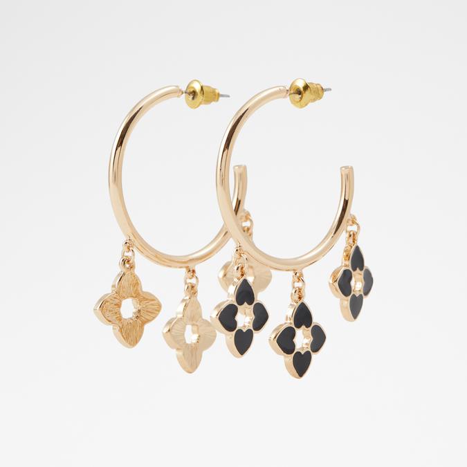 Zaligan Women's Black On Gold Pierced Earring