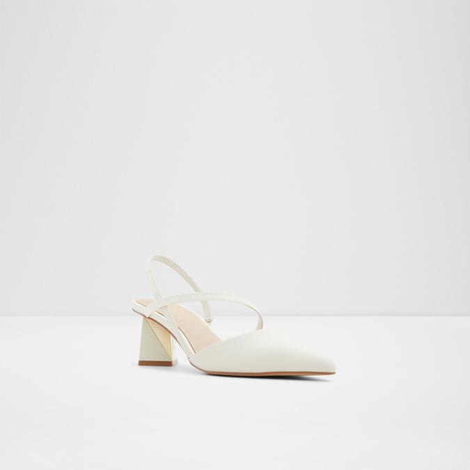 Suzette Women's White Block Heel Shoes image number 4