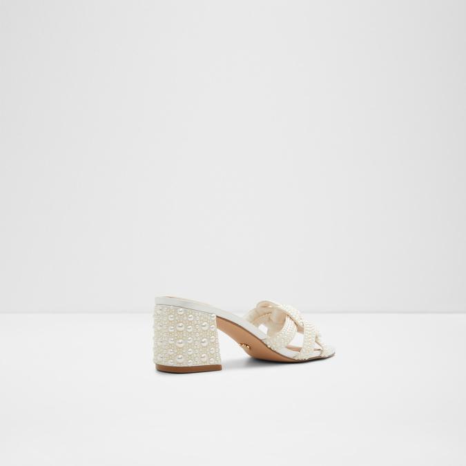 Grandly Women's White Block Heel Sandals image number 2