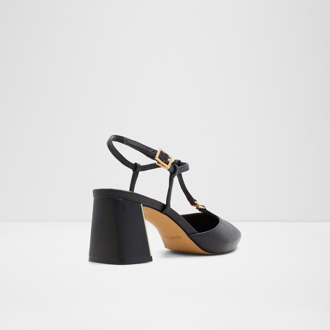 Crylla Women's Black Block Heel Shoes image number 2