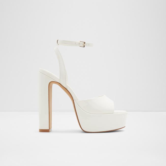 Small white block heels sales