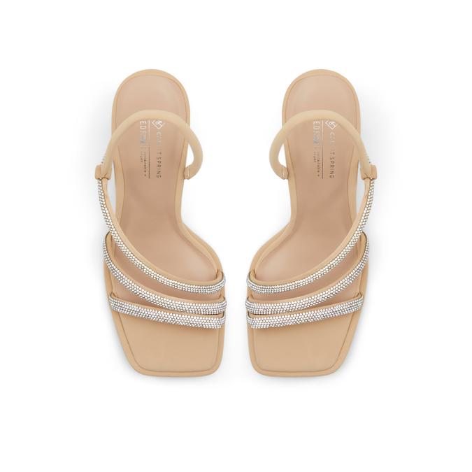 Luxe Women's Beige Block Heel Sandals image number 1